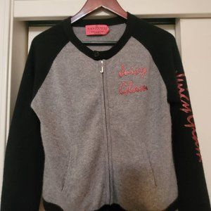 Vintage Y2K Juicy Couture L Cashmere Cardigan Sweater black and grey Full Zip